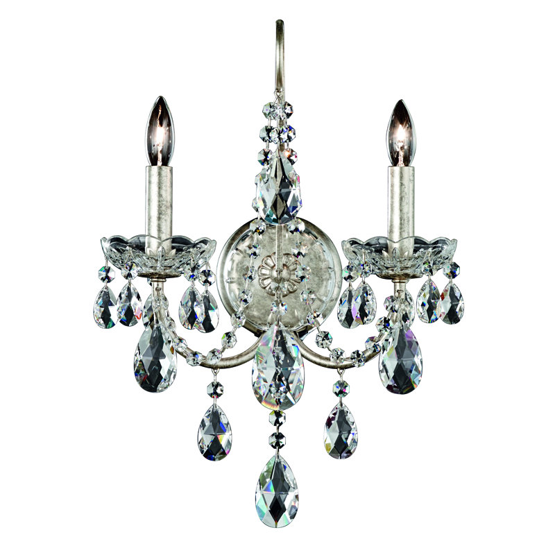 Sonatina Candle Wall Light, Swarovski Elements Clear, Antique Silver