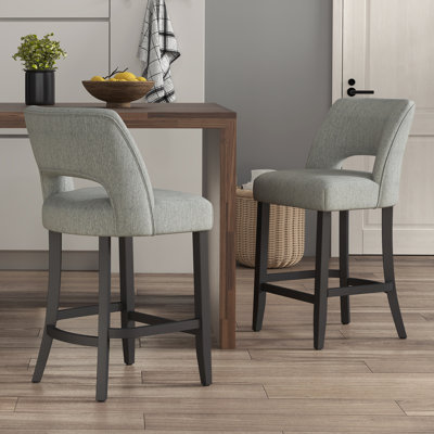 Bisto Upholstered Counter Height Bar Stool with Solid Wood legs