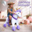 PoneyCycle pour enfants de 3 à 4 ans, taille 3, licorne en peluche mauve avec klaxon scintillant et frein à main, sans piles, capacité de 55 lb
