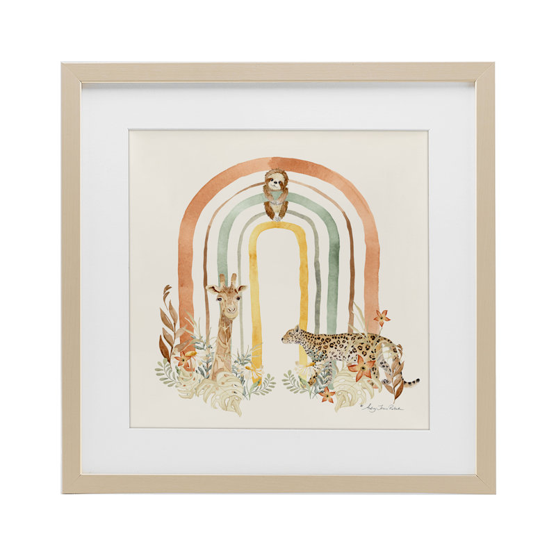 «Jungle Animals Soft Rainbow», reproduction sous verre encadrée, design par Audrey Jeanne Roberts, H 13 po x l 13 po