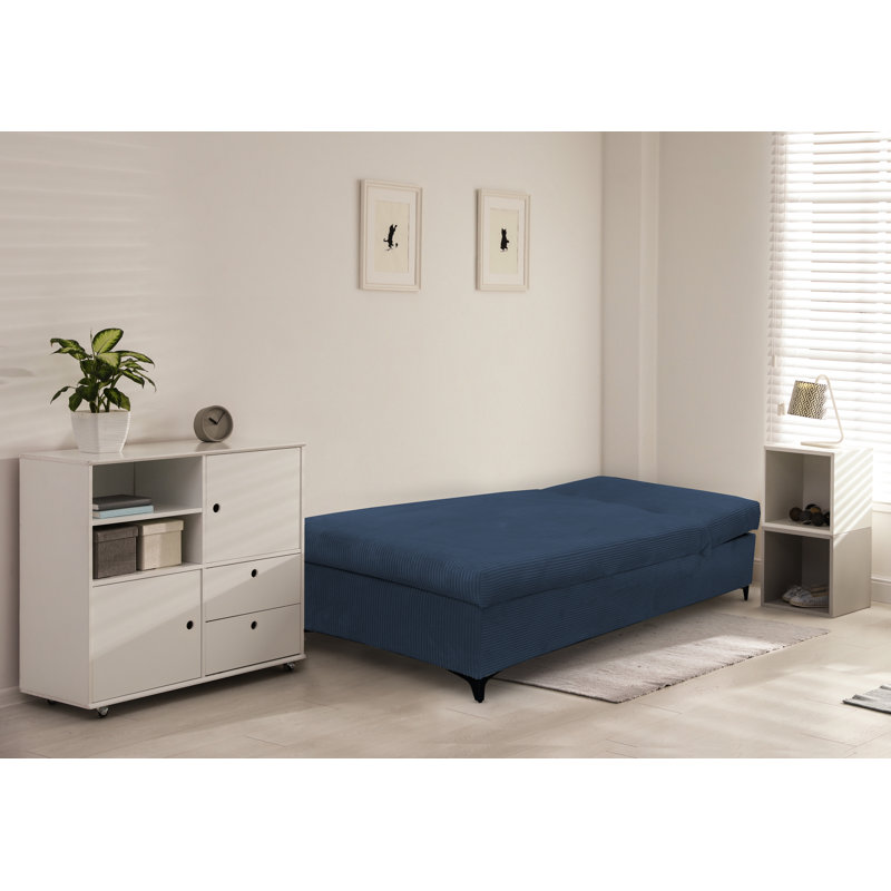 Obla Upholstered Chaise Lounge, Navy Blue