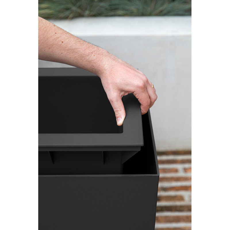 Black Rectangular Recycled Plastic Outdoor Planter