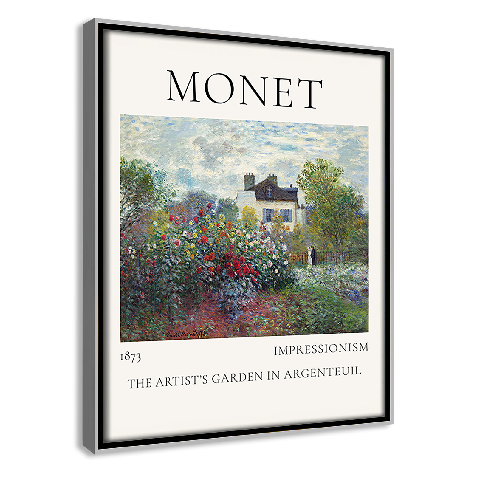 Rocchetto "Artists Garden in Argenteuil" Print, Silver Floater Frame, No, 11.5" H x 9.5" W x 2" D