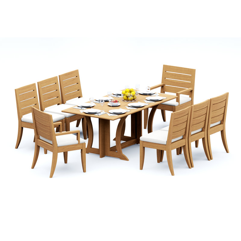 Atnas Teak Wood Patio Dining Set with, 8