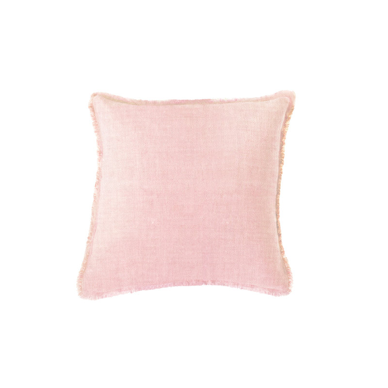 Light Aqua Linen Fringe Soft Throw Pillow