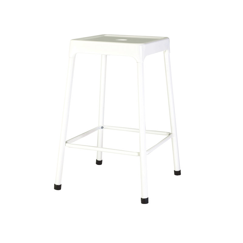 Tabouret de comptoir en métal thermolaqué blanc, ensemble de 2