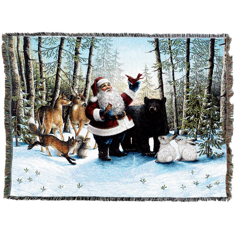 Couverture Père Noël dans la forêt par Lynn Bywaters - Claus Saint Nicholas Nick Kris Kringle Bear lapin Cardinal Fox Deer
