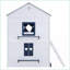 Lit double en bois de pin avec maisonnette Tente, bleu + blanc, aucun sommier nécessaire-539993439