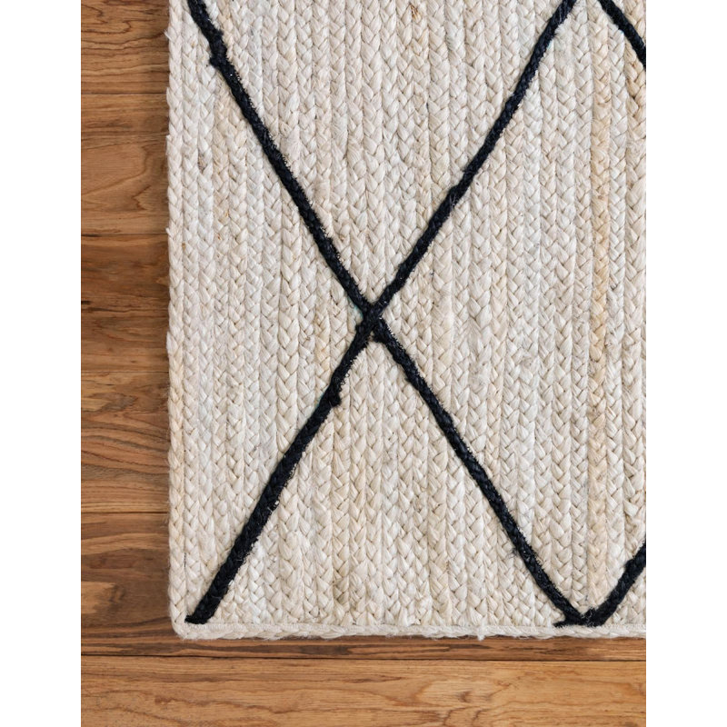 Tapis tressé bijou couleur beurre