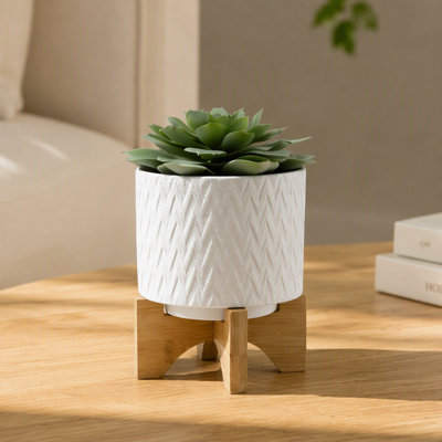 PLATEAU DE CHEVRONS AVEC SUPPORT, BLANC