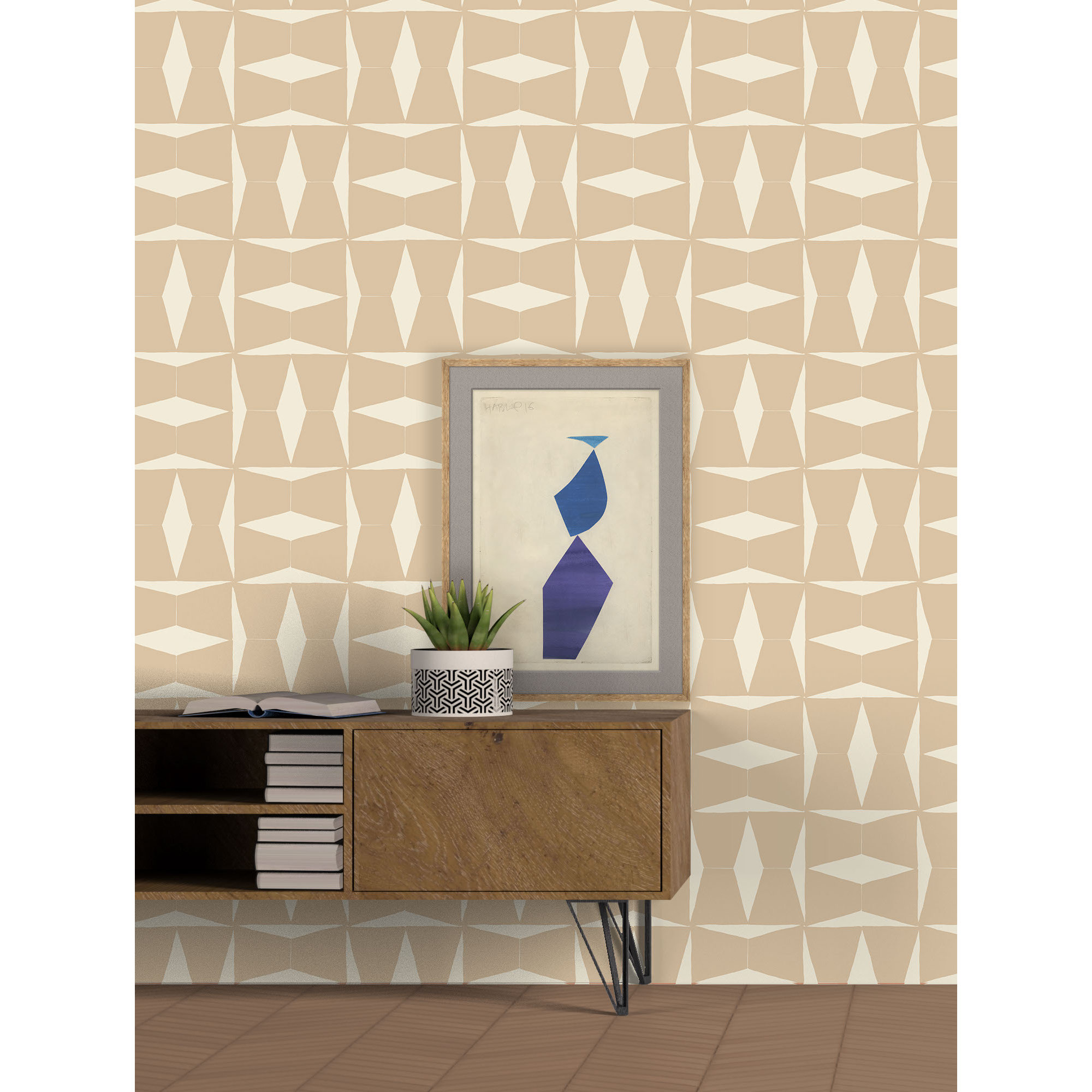 Albie Geometric Wallpaper, Neutral/Cream