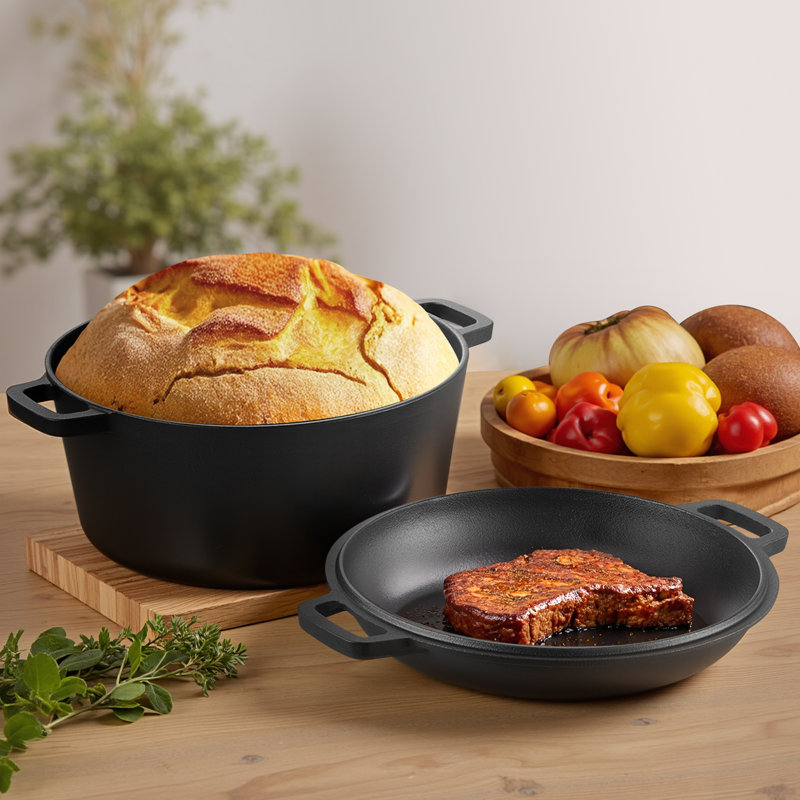 VEVOR 4.7L Cast Iron Round Dutch Oven