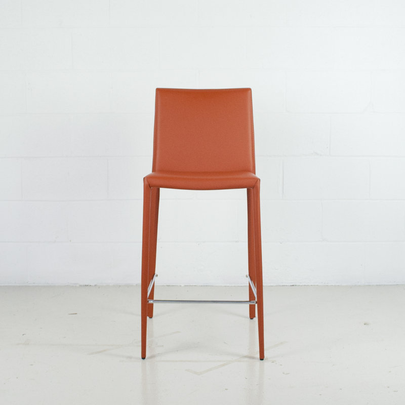 Kurland Sperazza Leather 25.5" Counter Stool, Terracotta