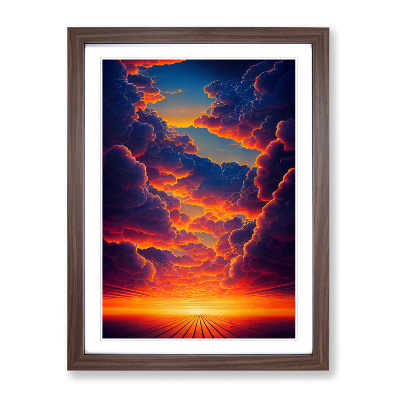 Compelling Sunset - Framed Print, 46cm H x 34cm W x 2cm D, Walnut