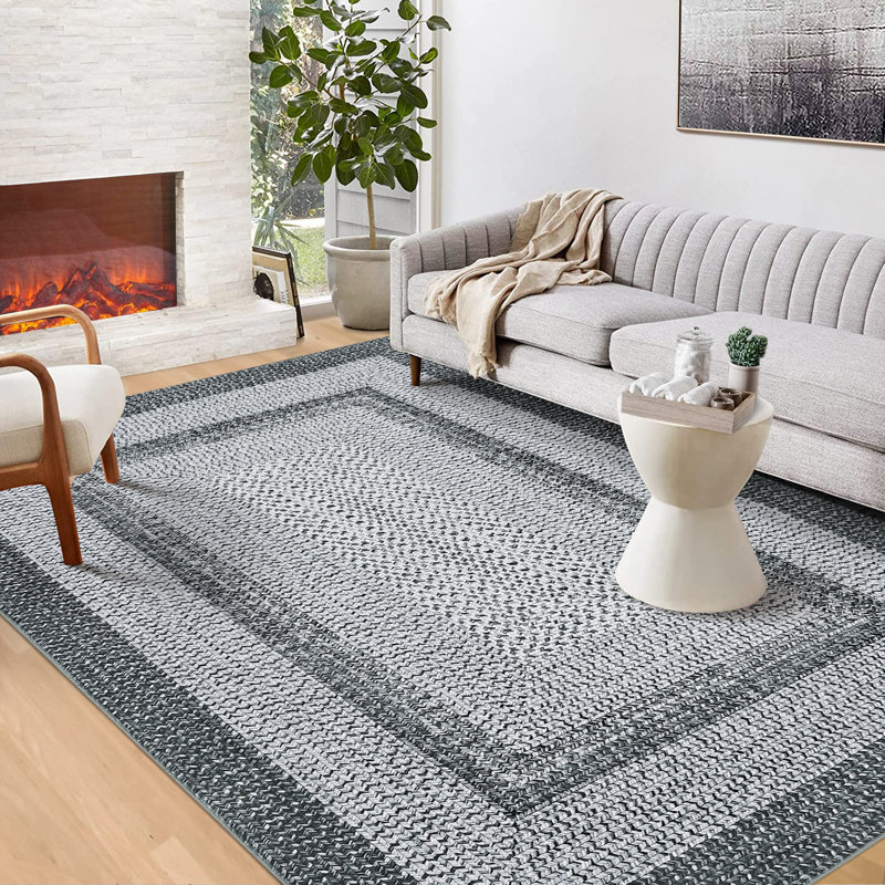 Tapis géométrique gris à motif géométrique 4 po x 6 po, Rectangle 4pi x 6 pi, Gris