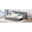 Lit de jour simple tapissier très grand avec deux tiroirs, gris