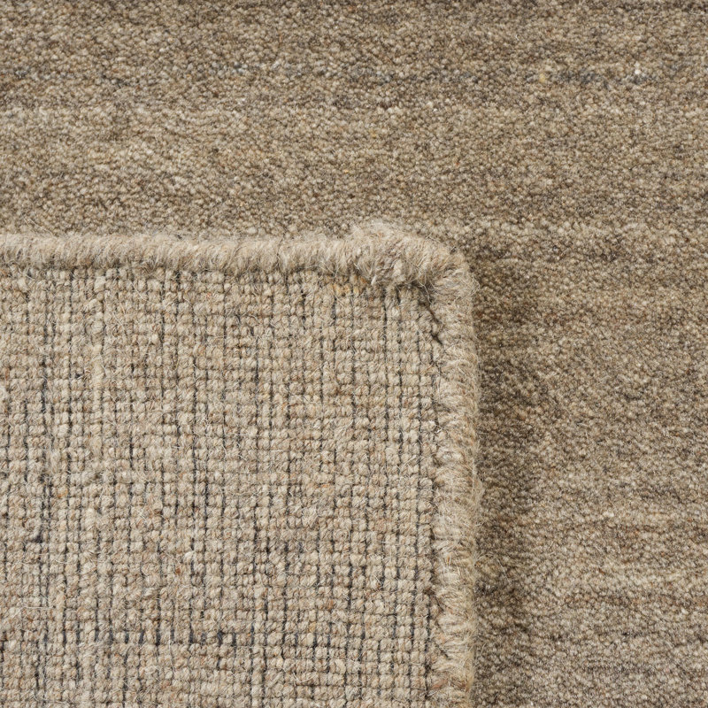 Tapis taupe en laine et coton tissé à la main Morano, Rectangle 9 pi x 12 pi