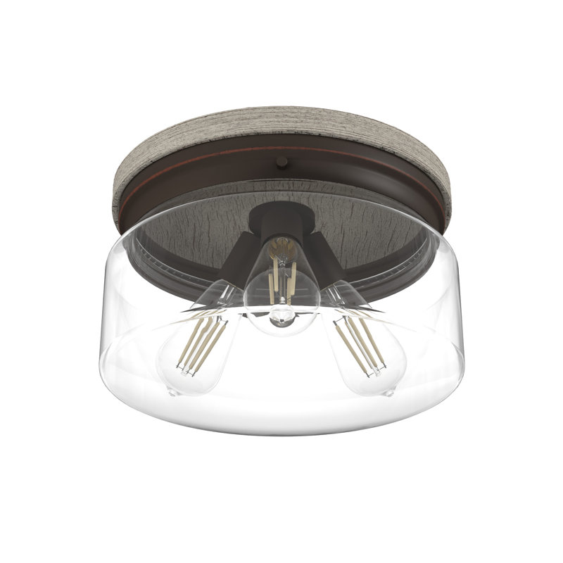 Hunter Devon Park Onyx Bengal And Barnwood 3 Light Flush Mount Ceiling Light Fixture, Onyx Bengal