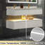 Meuble-lavabo mural simple en bois massif de 48 po avec comptoir en pierre et lumière-746431384