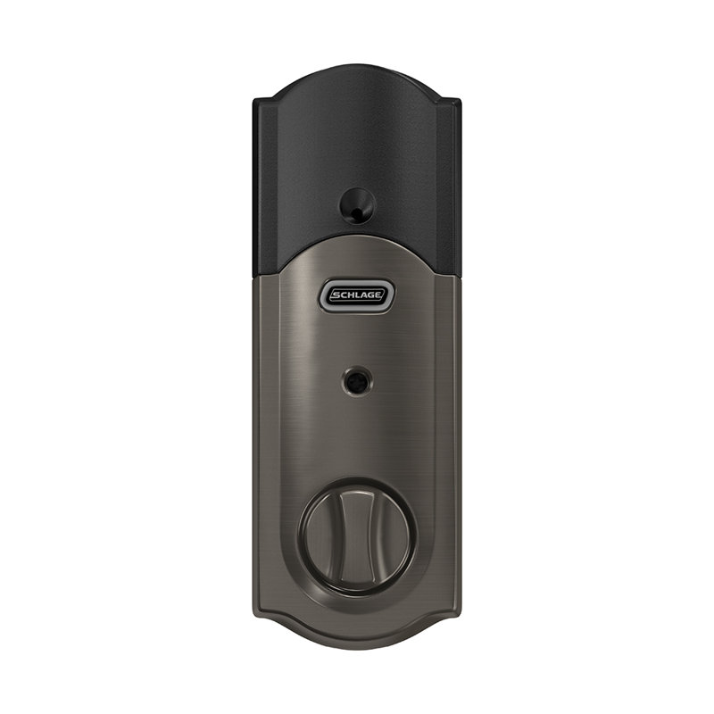 Camelot Electronic Single Cylinder Deadbolt, Black Stainless/Blue