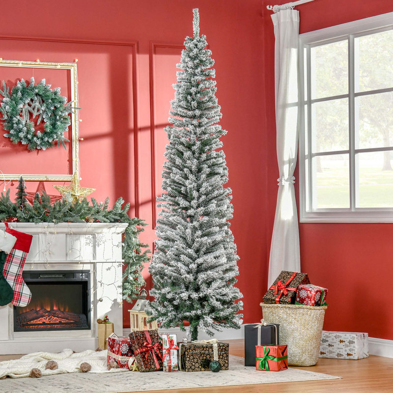 Arbre de Noël artificiel mince 7,5 pi avec des branches réalistes et 738 pointes