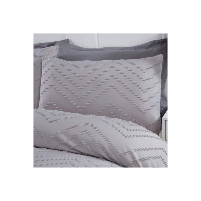 Wiggins Polyester Solid Colour Duvet Cover Set with Pillowcases Included, King Duvet Cover + 2 Standard Pillowcases, Grey