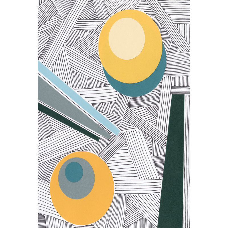 Lines And Shapes II by Regina Moore - Painting, 122cm H x 81cm W, Black Floater Framed