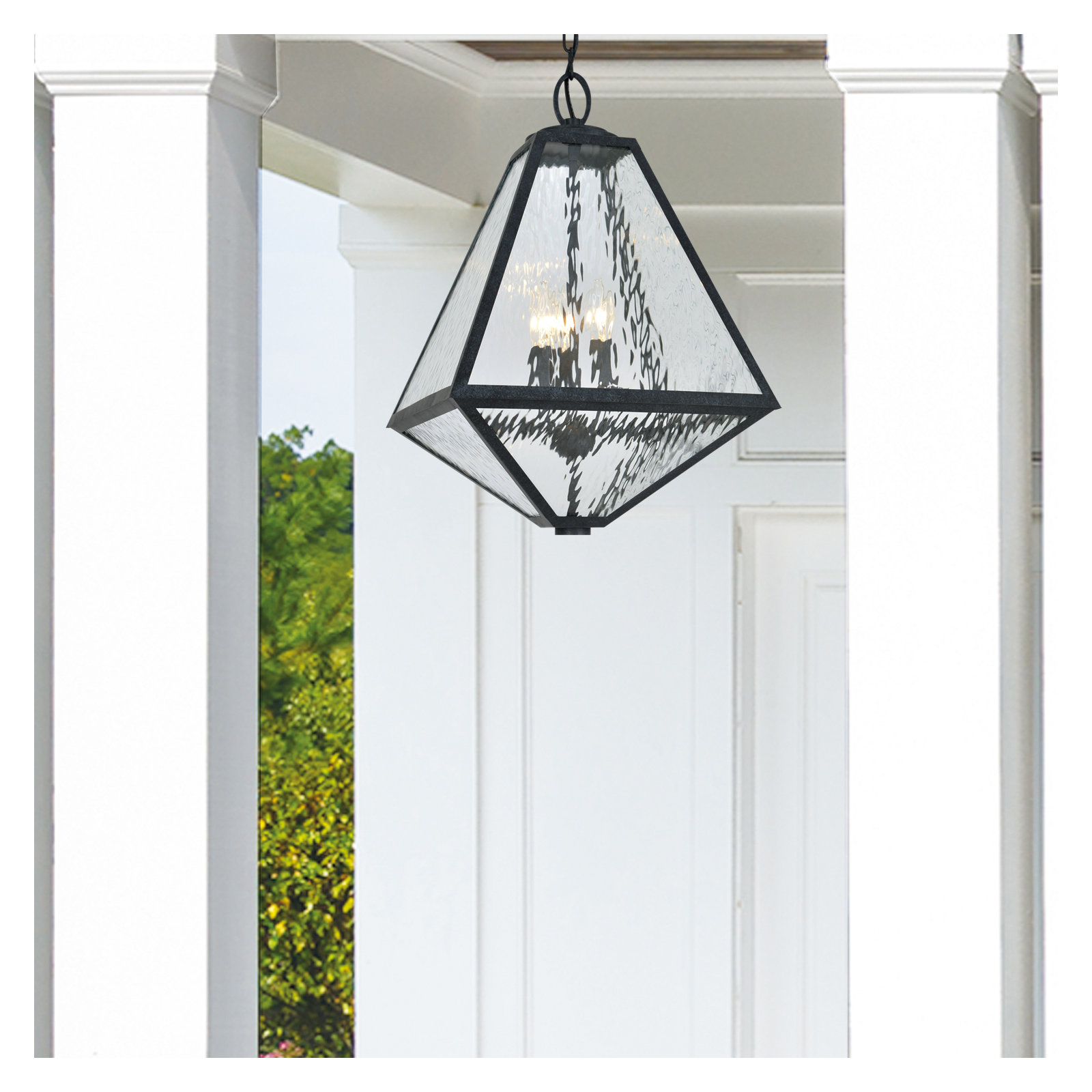 Maribel Seeded Outdoor Metal Hanging Lantern