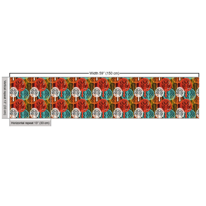 Parada Colourful Sketch of Autumn Trees Fabric