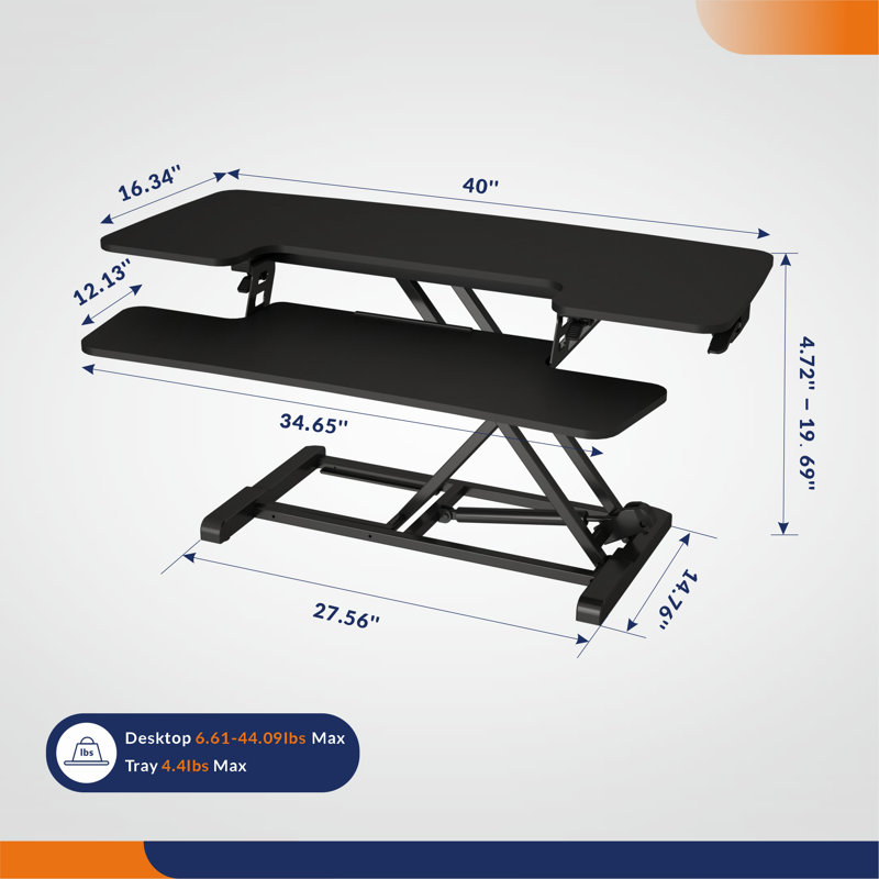 Convertisseur de bureau debout, H 19,7 po x l 40 po x P 28 po