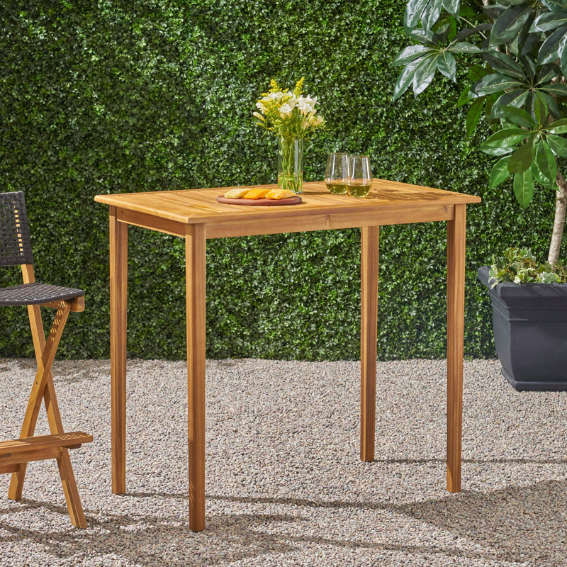 Table de bar d'extérieur minimaliste en bois d'acacia, Teak