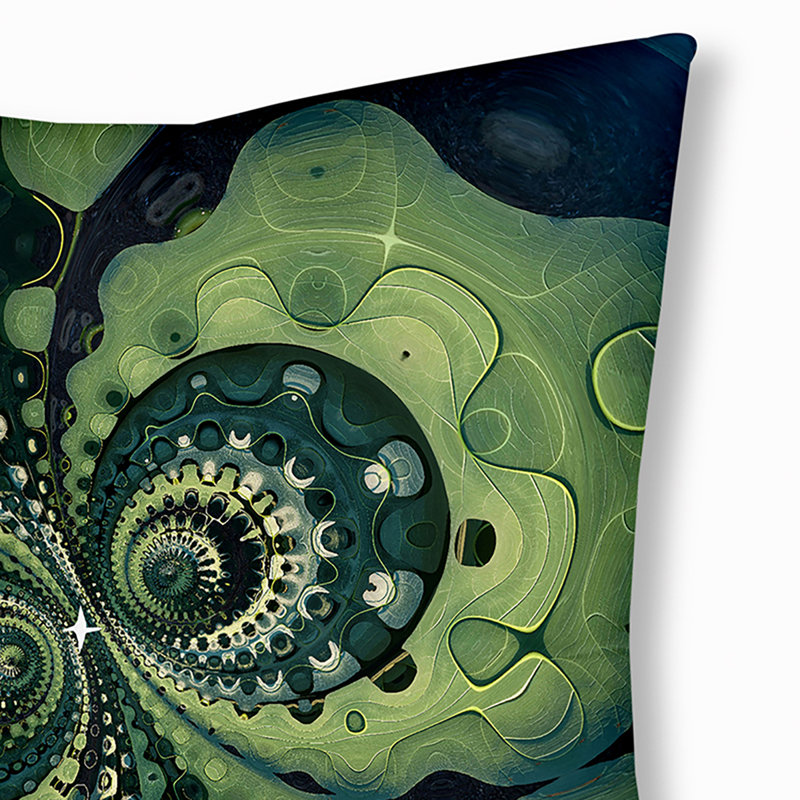 149_Oreiller de sol touffeté à motif de feuilles bohémiennes et éclectiques, 26 po x 26 po