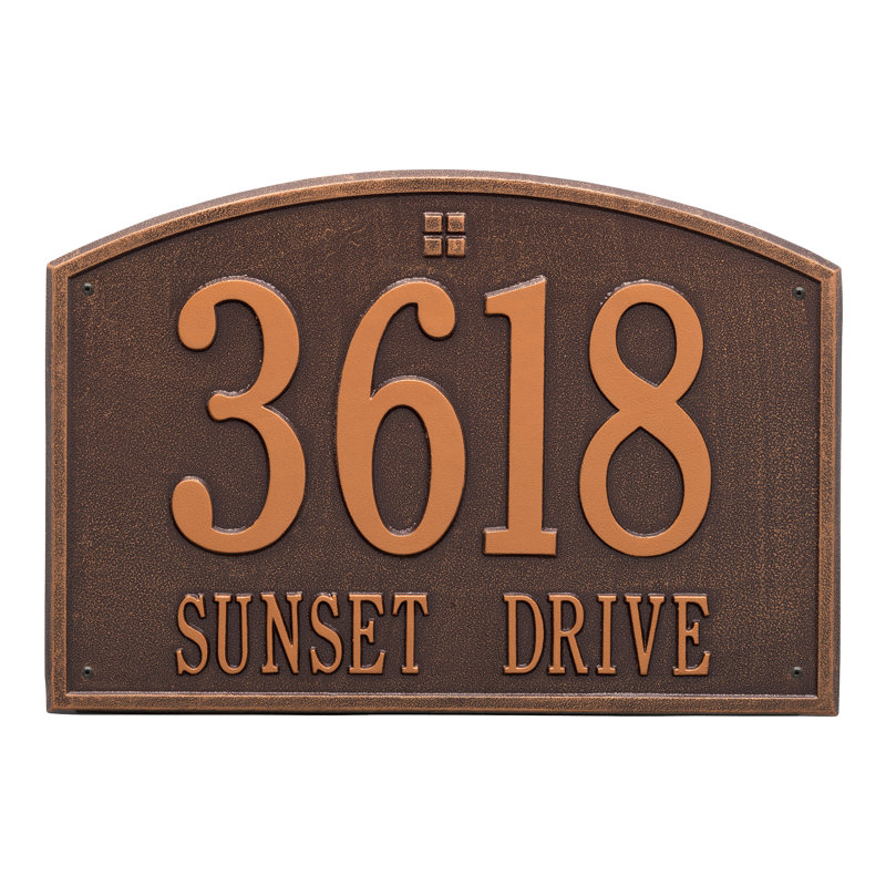 Cape Charles 2-Line Wall Address Plaque, Yes, Antique Copper