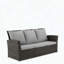 Canapé de patio 67,7 po 3 places en osier résistant aux intempéries avec coussins gris épais, structure noire-1124829237