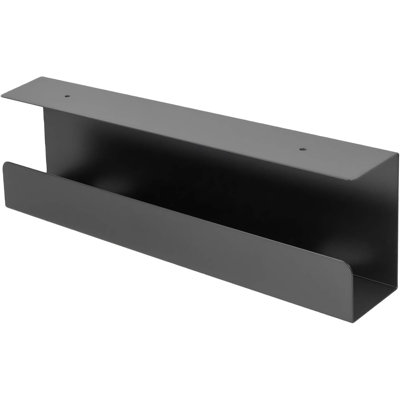 Plateau de gestion des câbles sous le bureau 17 po, support multiprise, organisateur de cordon, pince pour bureau et maison, noir