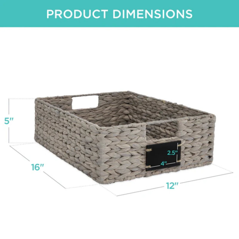 Pantry Baskets, Gray, 5" H x 16" W x 12" D