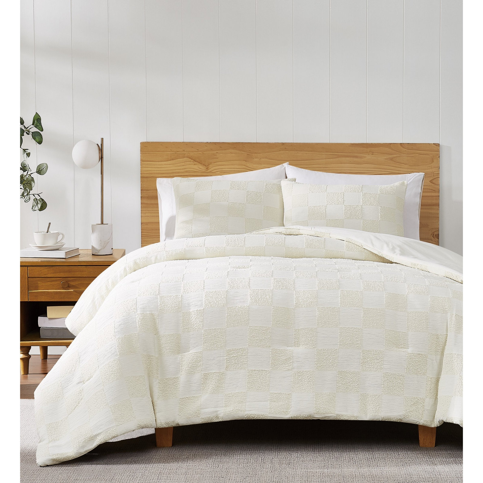 Lora Comforter Set, Queen Comforter + 2 Standard Shams, Cream
