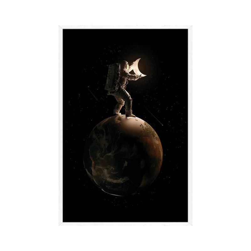 Lunar by Nicebleed - Print on Canvas, 66.04cm H x 45.72cm W x 3.81cm D, White Framed