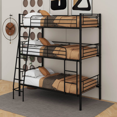 Twin Size Metal Triple Bunk Bed Can Be Disassembled Into Three Beds