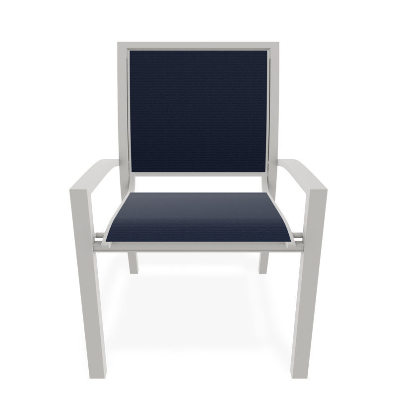 Kendall Outdoor Dining Chair, Snow, Navy 13D Sunbrella®