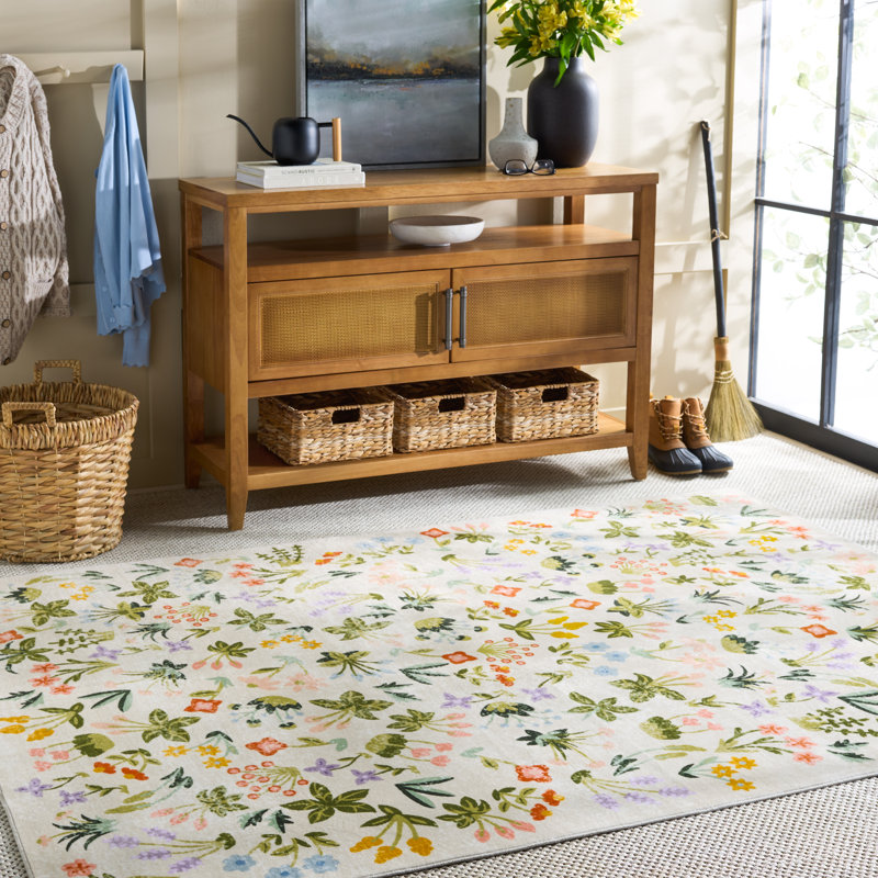 Msrw 186 Performance Machine Washable Floral Rug, Rectangle 5' x 7'