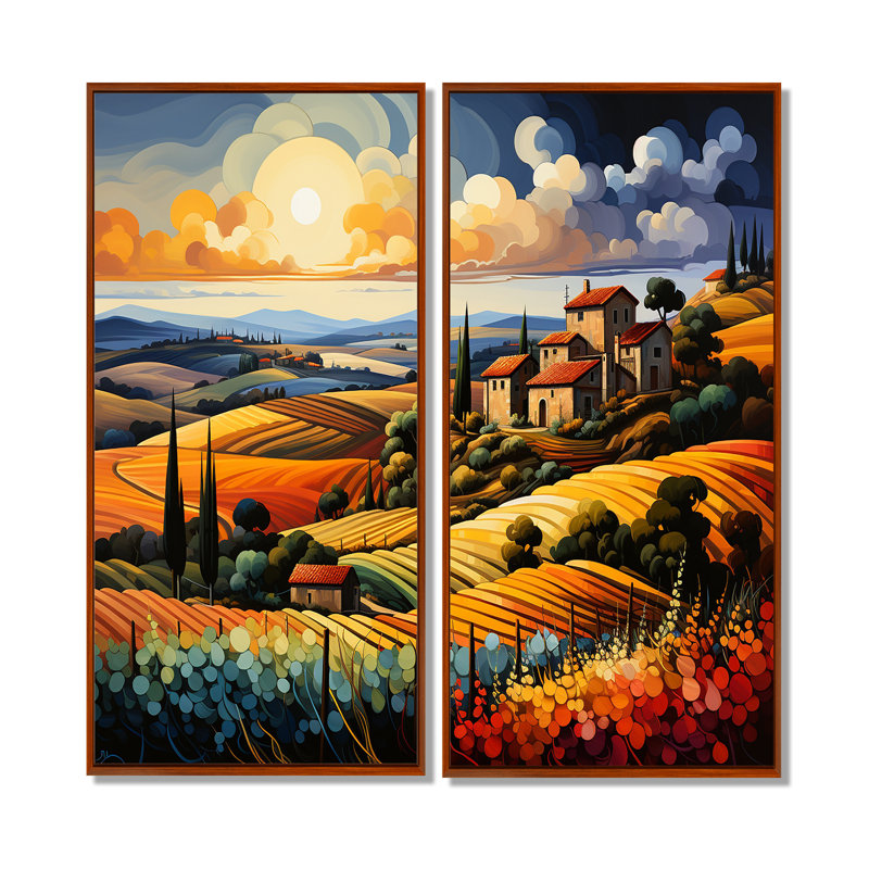Italie, Toscane, vignobles, V, paysages, Italie, art mural, 40" H x 40" W, Floater Frame, Brown
