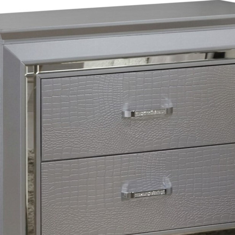 Liyanne Silver 2 Drawers 30 In. W Nightstand