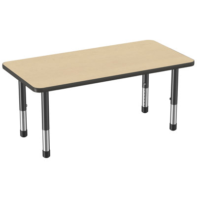 Table rectangulaire 24 po x 48 po thermofusionnée avec pieds réglables Chunky - érable / noir