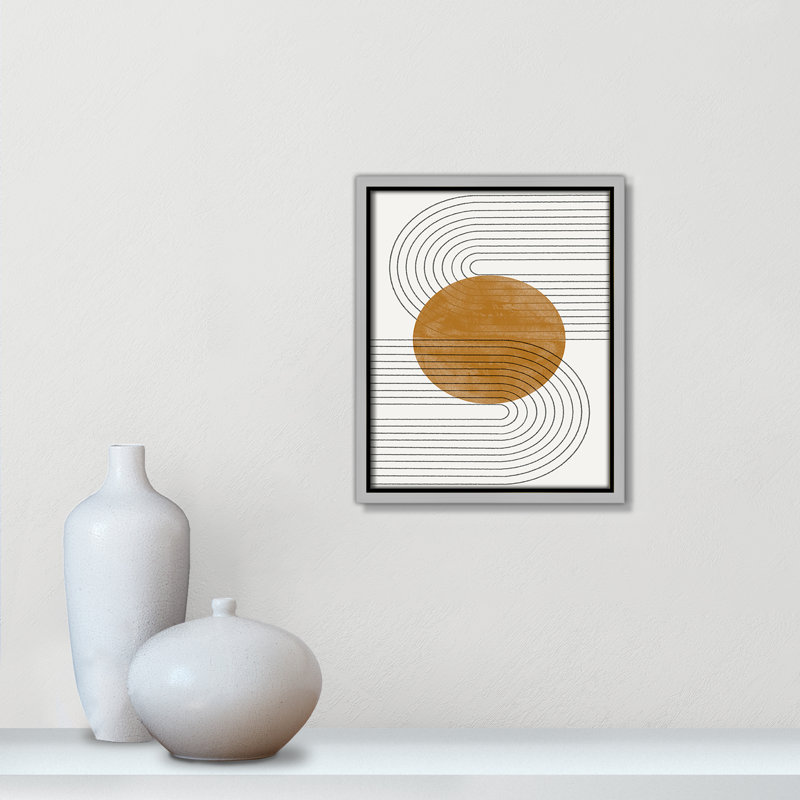 Échos courbés par Miuus Studio, Framed Canvas, Silver Floater, L 9,5 po x H 11,5 po