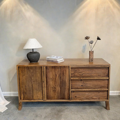 Wabi-Sabi Style Solid Wood Console Cabinet
