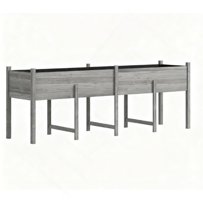 Extra Large Wooden Planter Box with Legs & Drain Holes, Grey