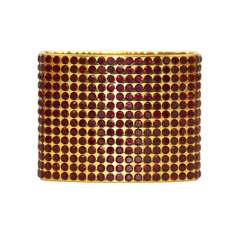 Crystal Studded Napkin Rings Gift Box, Red/Gold