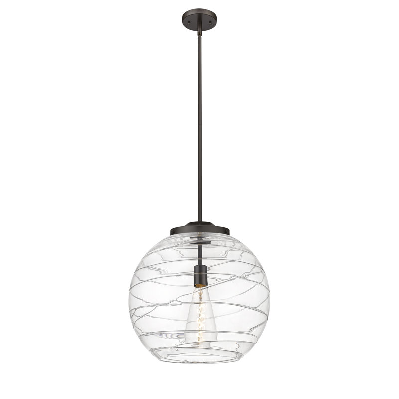 1 - Light Single Drop Pendant Pendant, Oil Rubbed Bronze, Clear, 19.5" H x 17.88" W x 17.88" D