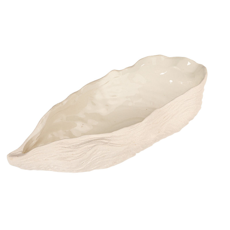 Stoneware Oyster Shell Shaped Dish, White